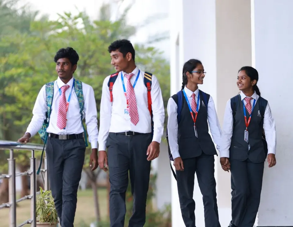 Senior students walking to the bus